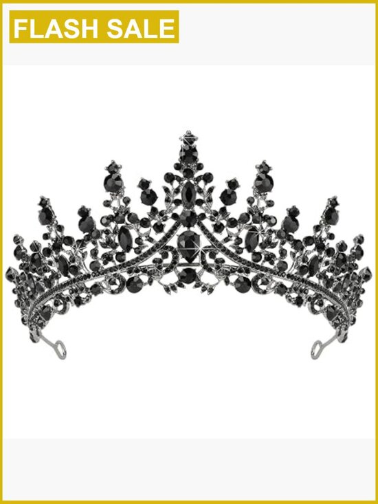 Gothic Wedding Tiara Crown, Rhinestone Crystal Queen Headpiece, Vintage Costume main image 4